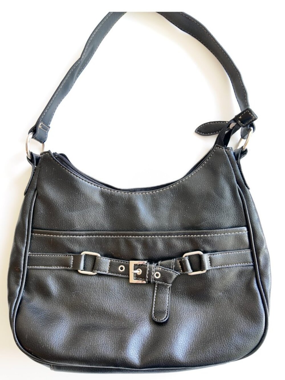 Vintage croft and barrow black faux leather  buckle bag 2000s Y2K